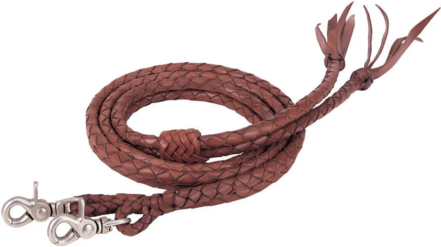 Round Braided Latigo Split Reins, 1/2" X 7' - Image 2