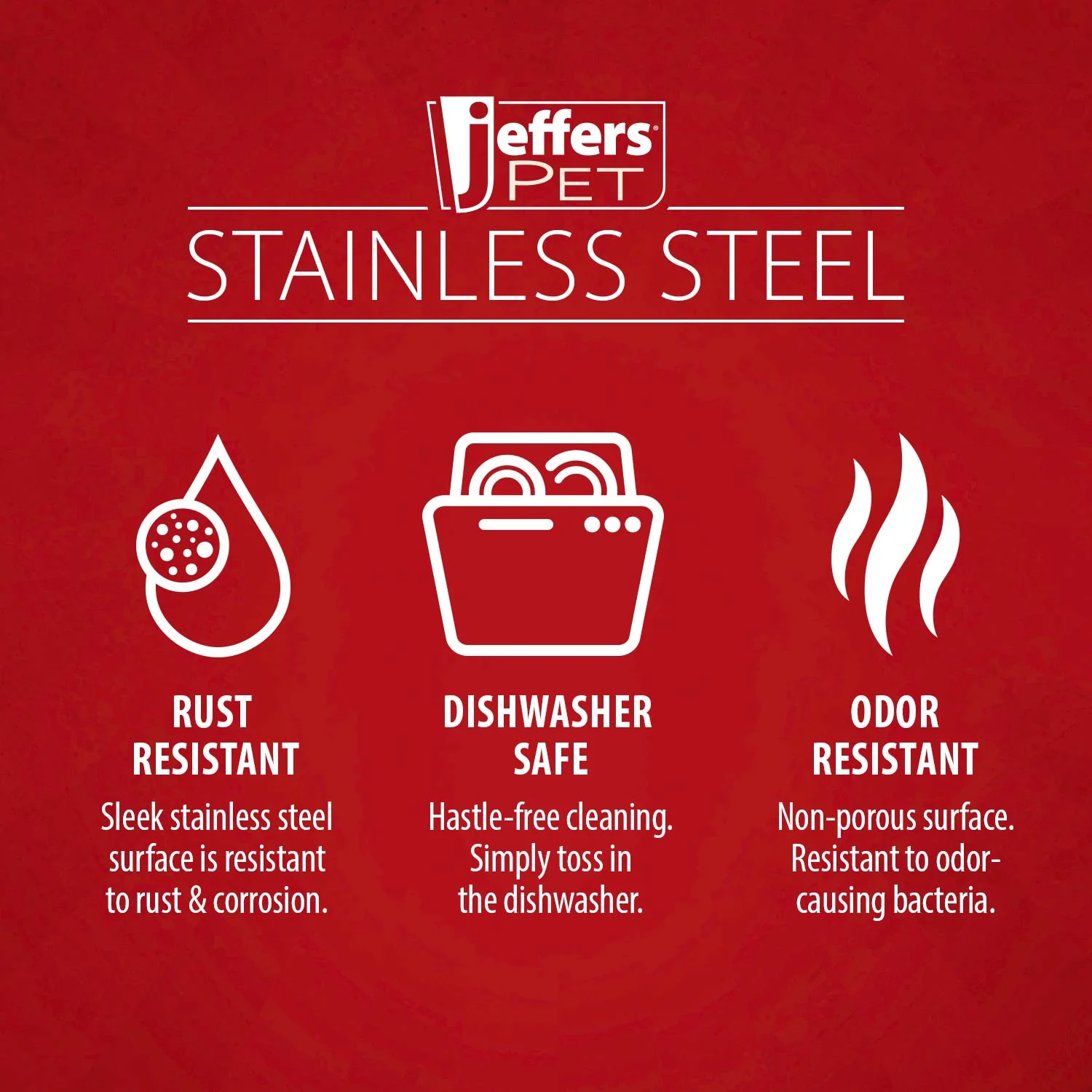 Jeffers Pet Embossed No-Tip Anti-Skid Stainless Steel Pet Bowls for Dogs, Cats, Puppies, Kittens – Rubber Base, Food & Water Feeding Dish - Image 3
