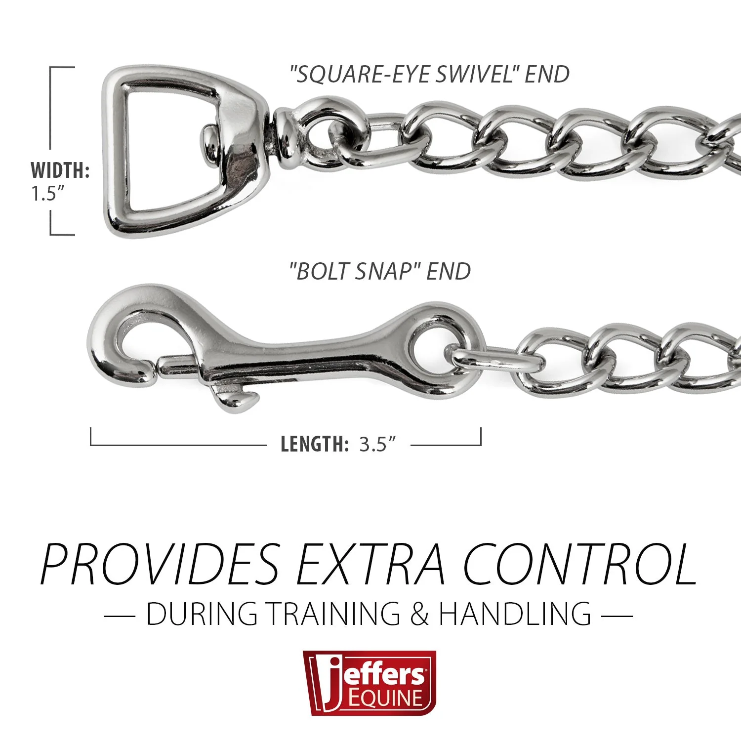 Jeffers Horse Lead Chain with Bolt Snap End & Square Eye Swivel End - Image 4