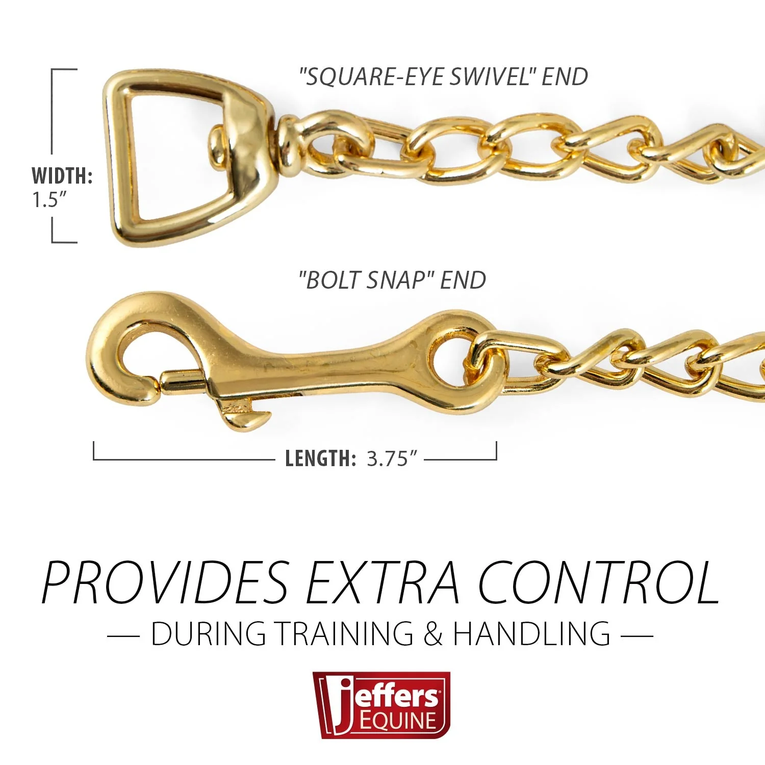 Jeffers Horse Lead Chain with Bolt Snap End & Square Eye Swivel End - Image 9