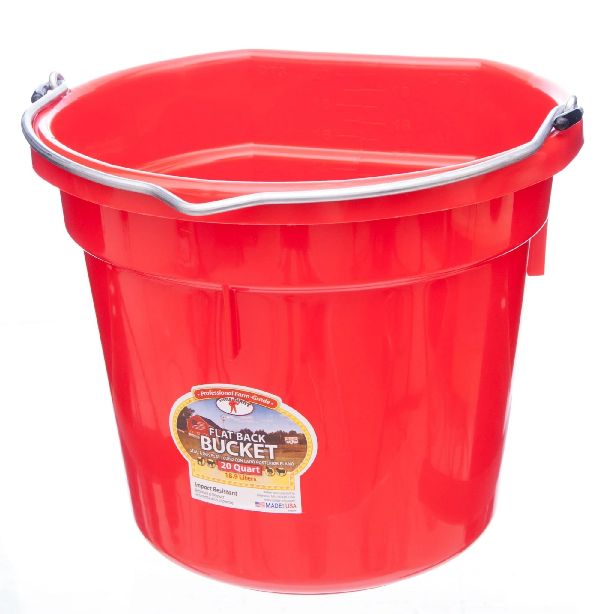 Little Giant Flat-Back Plastic Buckets – Impact-Resistant, Easy to Hang, 8 qt & 20 qt - Image 6