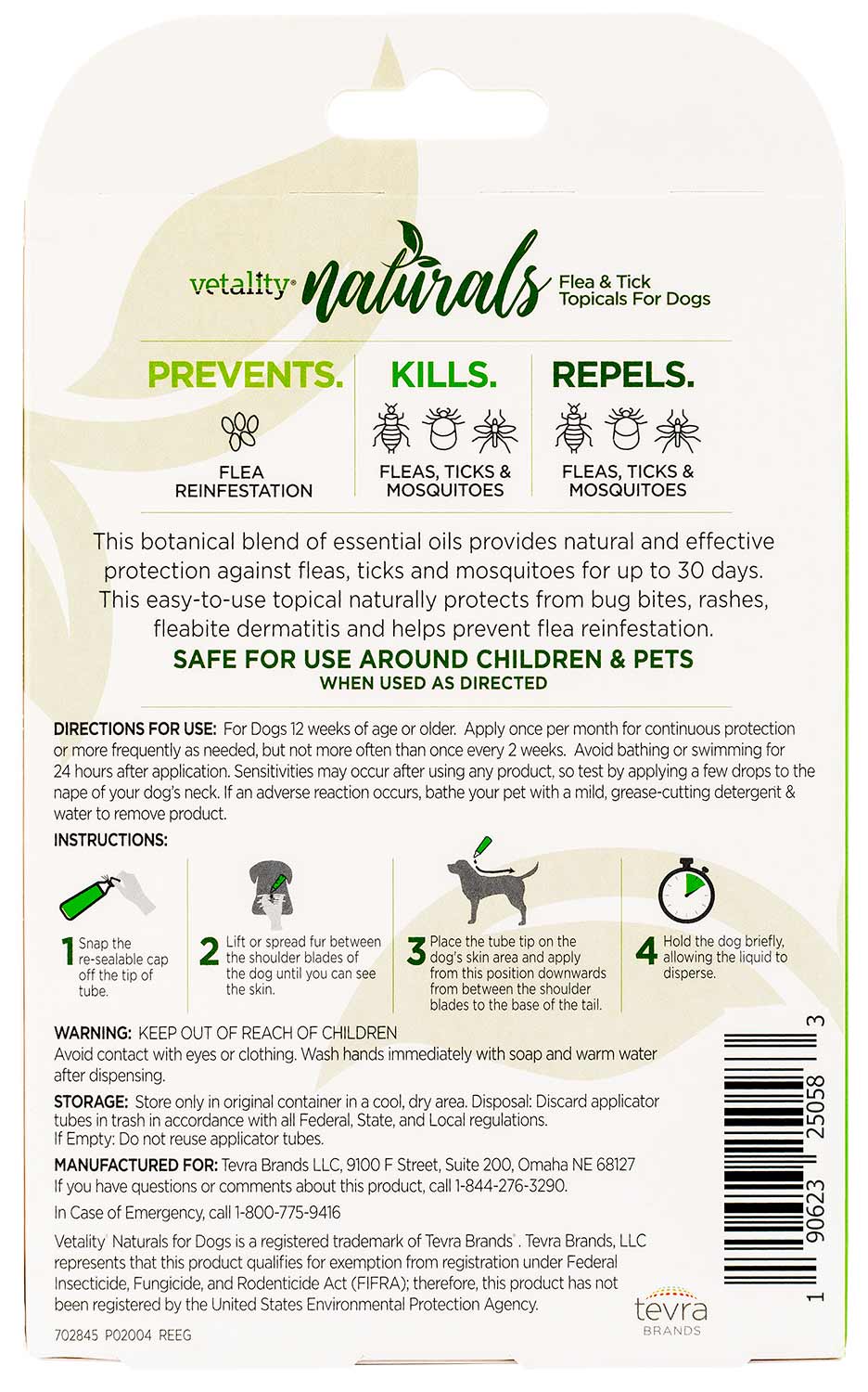 Vetality Naturals Flea & Tick Topicals for Dogs, 3-pk - Image 6