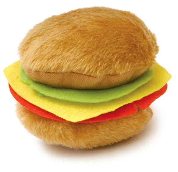 Jeffers American Grill Time Plush Squeaker Dog Toys - Hamburger or Hot Dog - Image 2