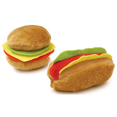 Jeffers American Grill Time Plush Squeaker Dog Toys - Hamburger or Hot Dog - Image 8