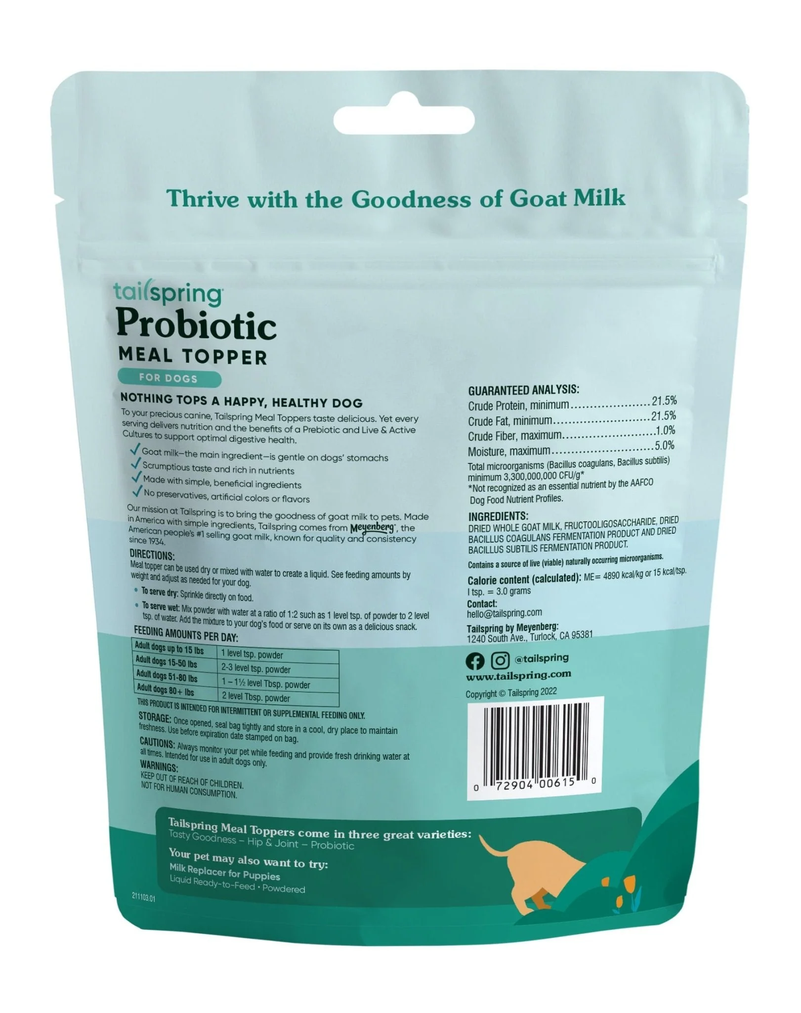 Dog Probiotic Tailspring Meal Topper, 8 oz - Image 2