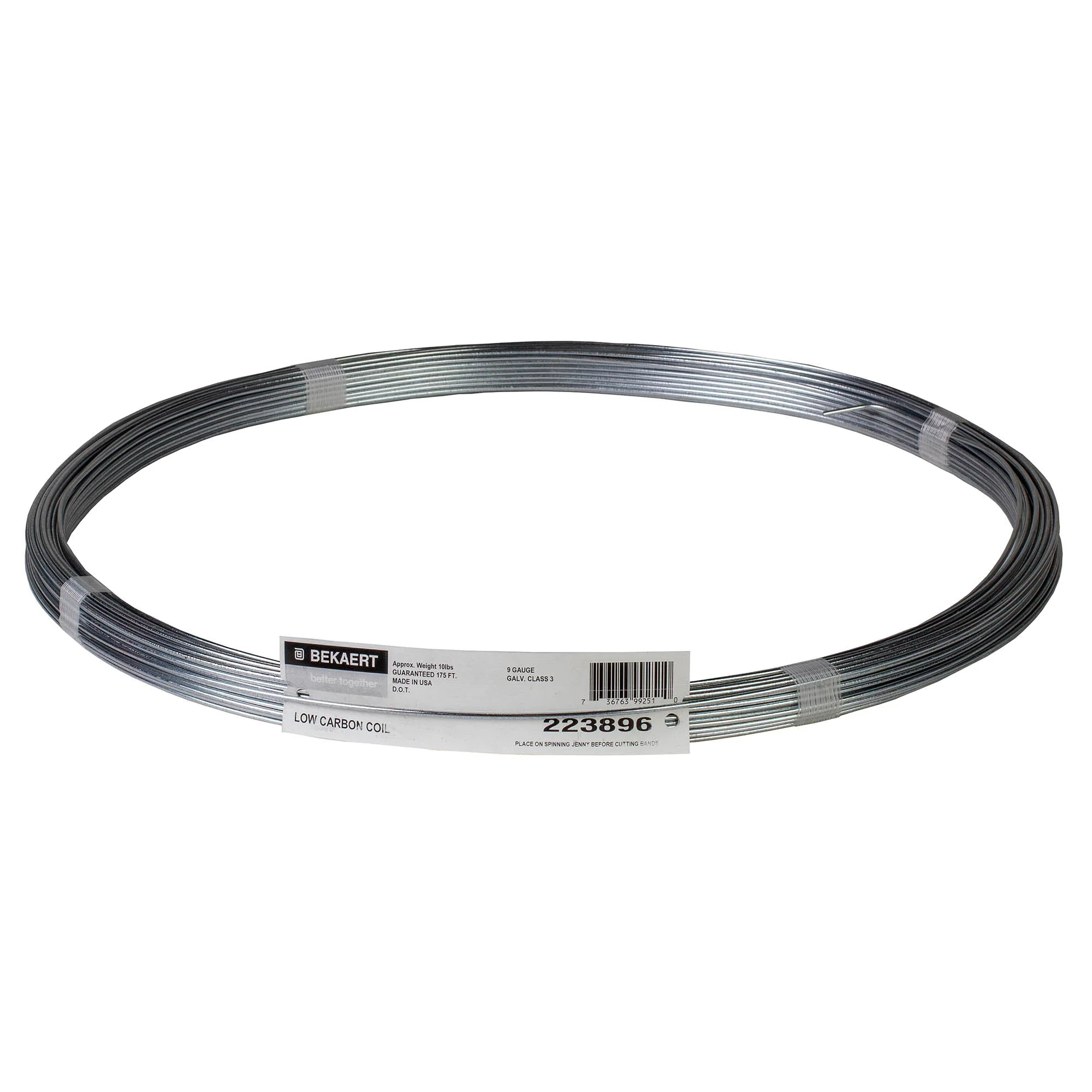 9 Gauge Class 3 Galvanized Smooth Wire Coil – 175 ft, 10 lb, DOT Approved for Fencing & Outdoor Use