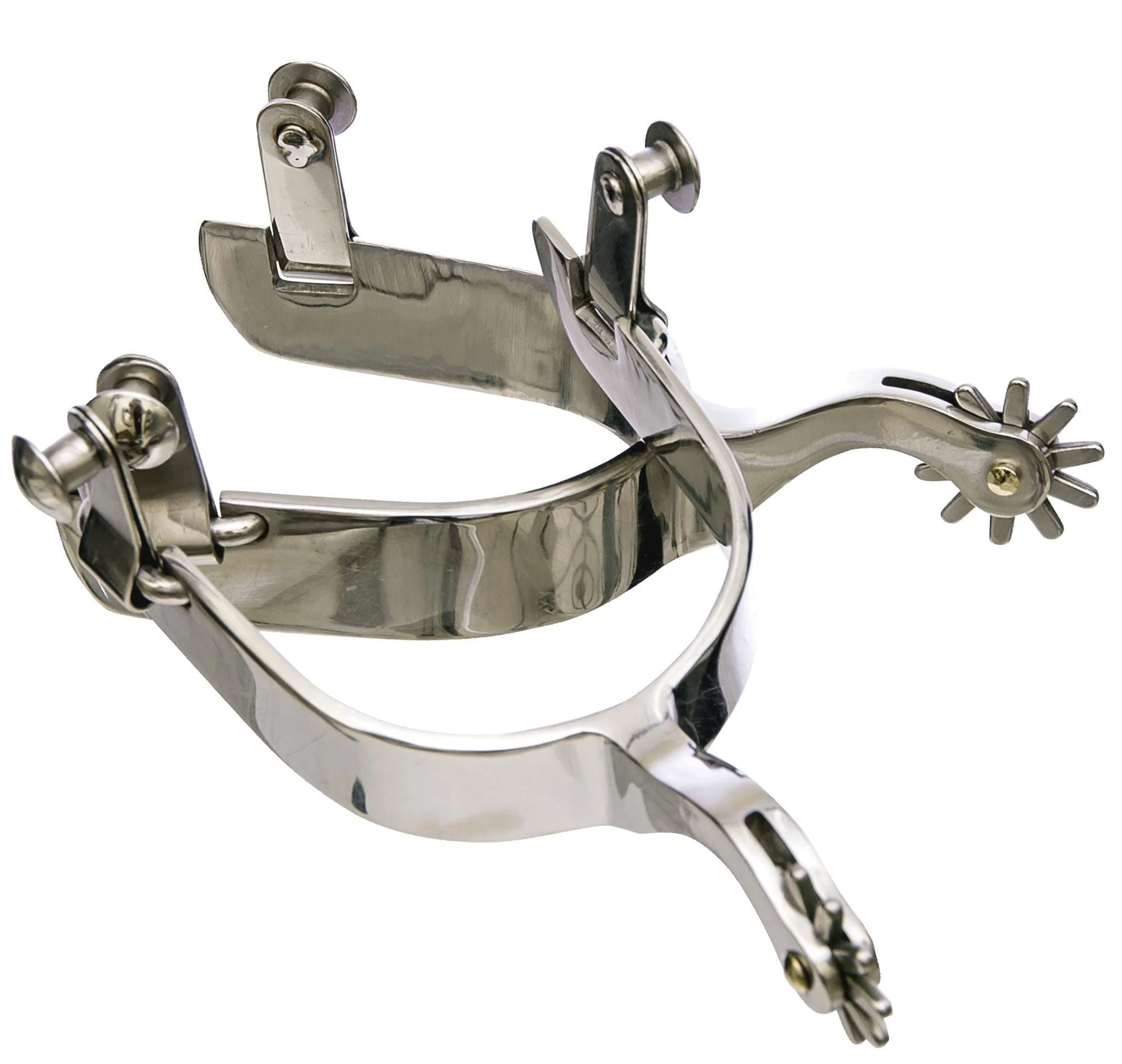 Jeffers Men's Western & Barrel Racing Spurs – Stainless Steel, Antique Brown & Brass Trim Horse Riding Spurs with 10-Point Rowels - Image 5