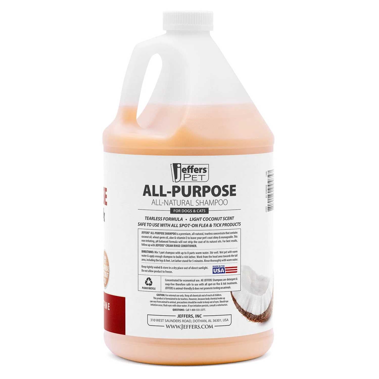 Jeffers Pet Tearless All-Purpose All-Natural Coconut Oil Shampoo for Dogs & Cats - Image 5