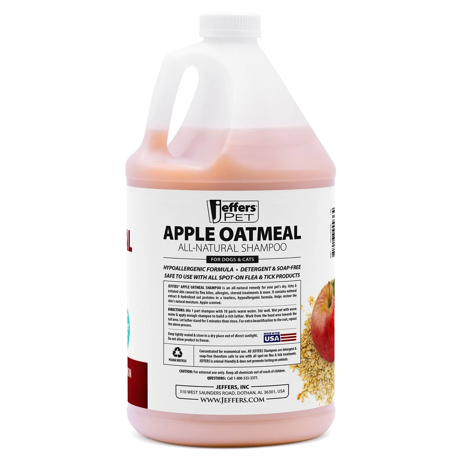Jeffers Pet Apple Oatmeal All-Natural Hypoallergenic Dry Skin Shampoo for Dogs and Cats - Image 9