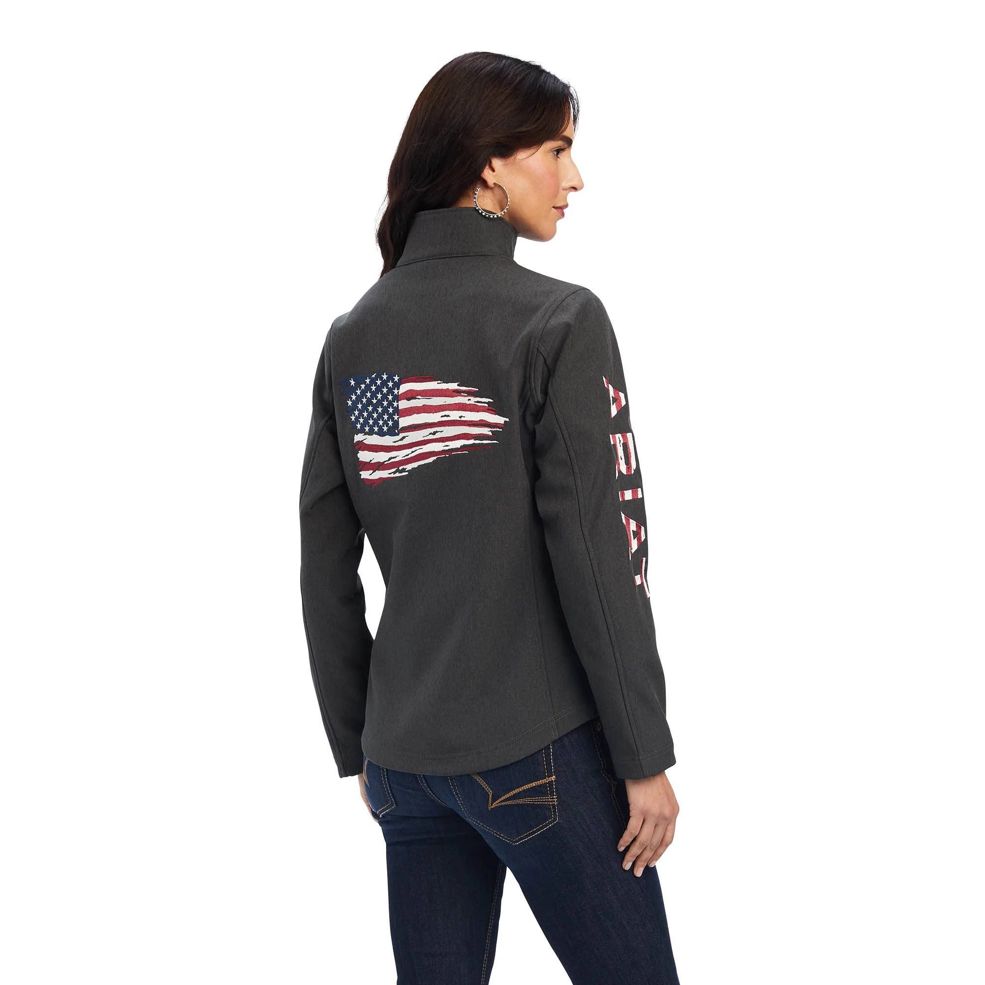 Ariat Women's Team Patriot Softshell Jacket, Heather Charcoal - Image 2