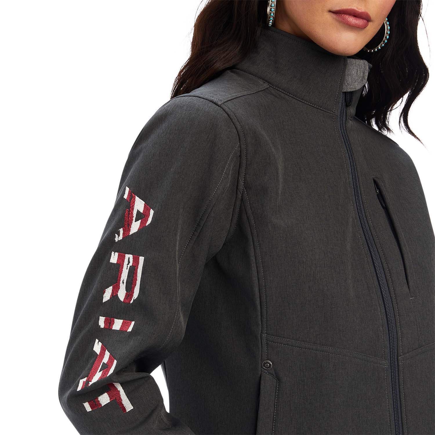 Ariat Women's Team Patriot Softshell Jacket, Heather Charcoal - Image 3