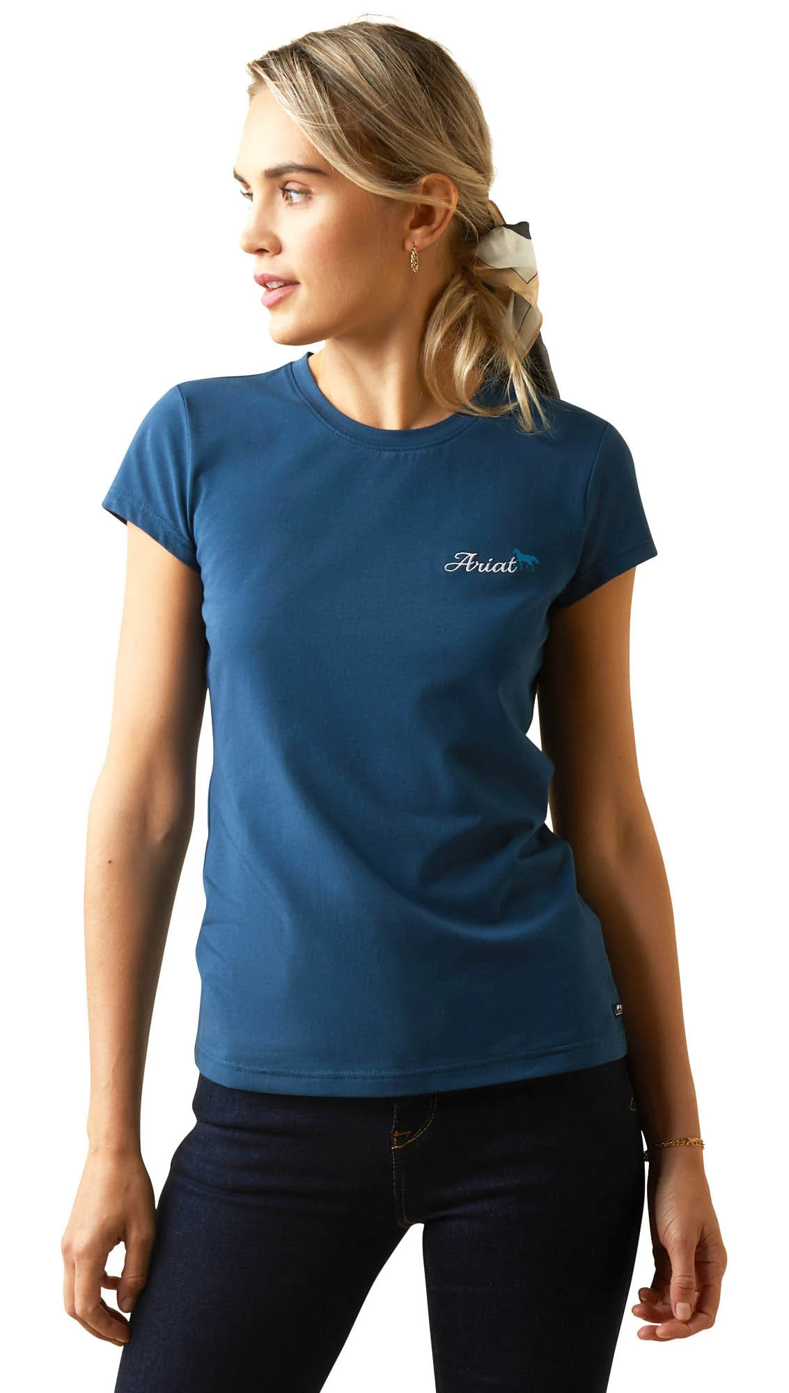Ariat Women's Logo Script T-Shirt, Deep Petroleum - Image 17
