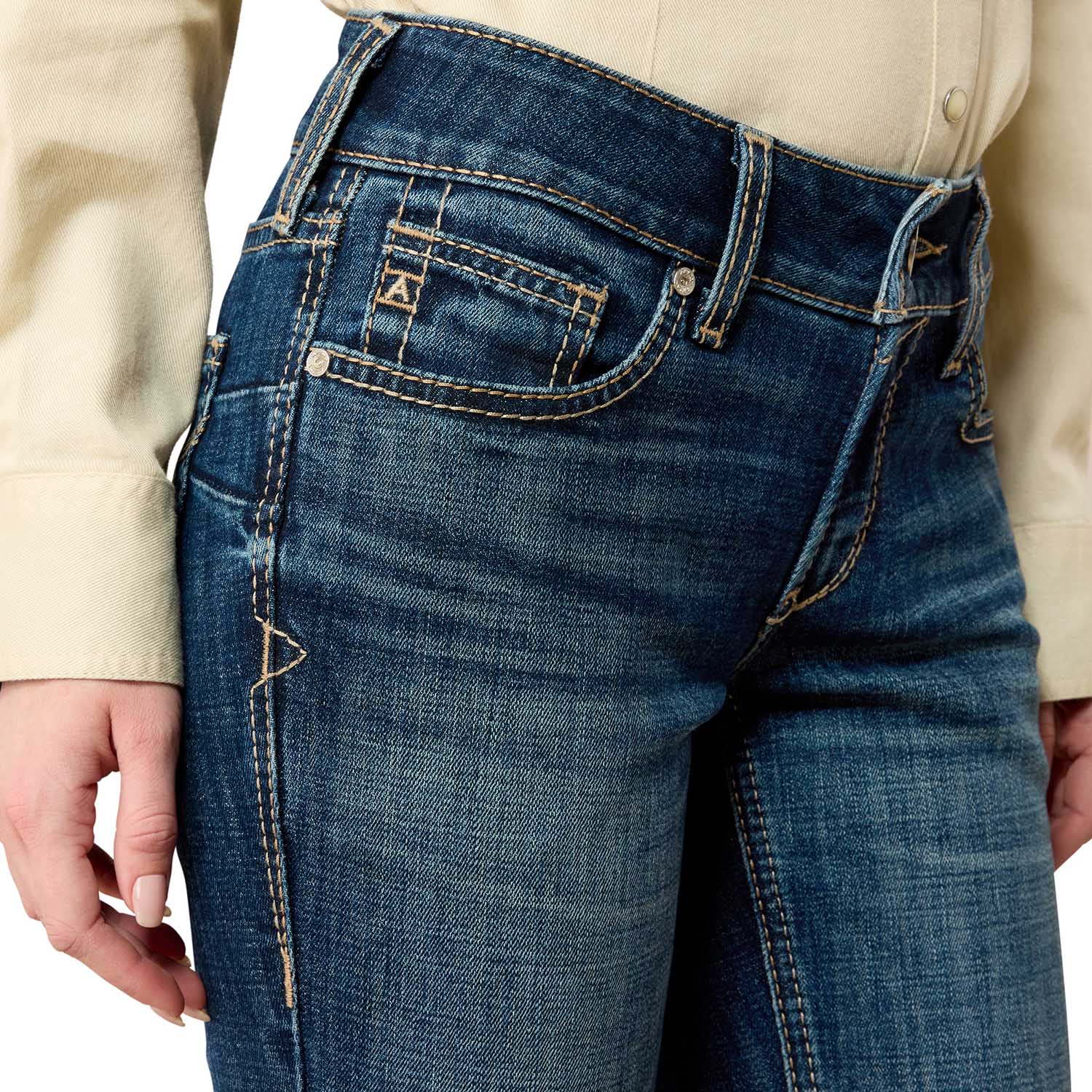 Ariat Women's Mid Rise Fiona Boot Cut Jeans - Stretchy Everyday Western Wear - Image 3