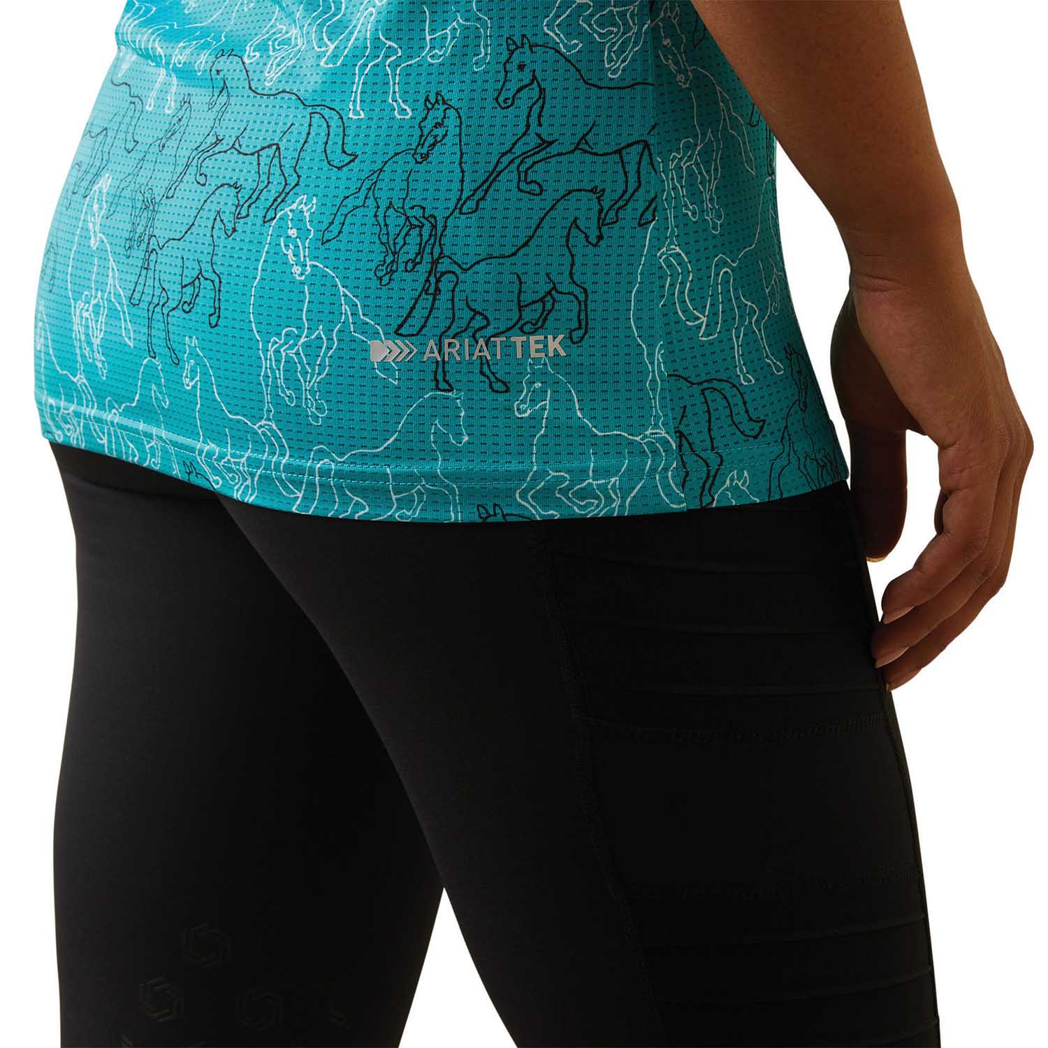 Ariat Women's Motif Polo Shirt, Viridian Green - Image 12