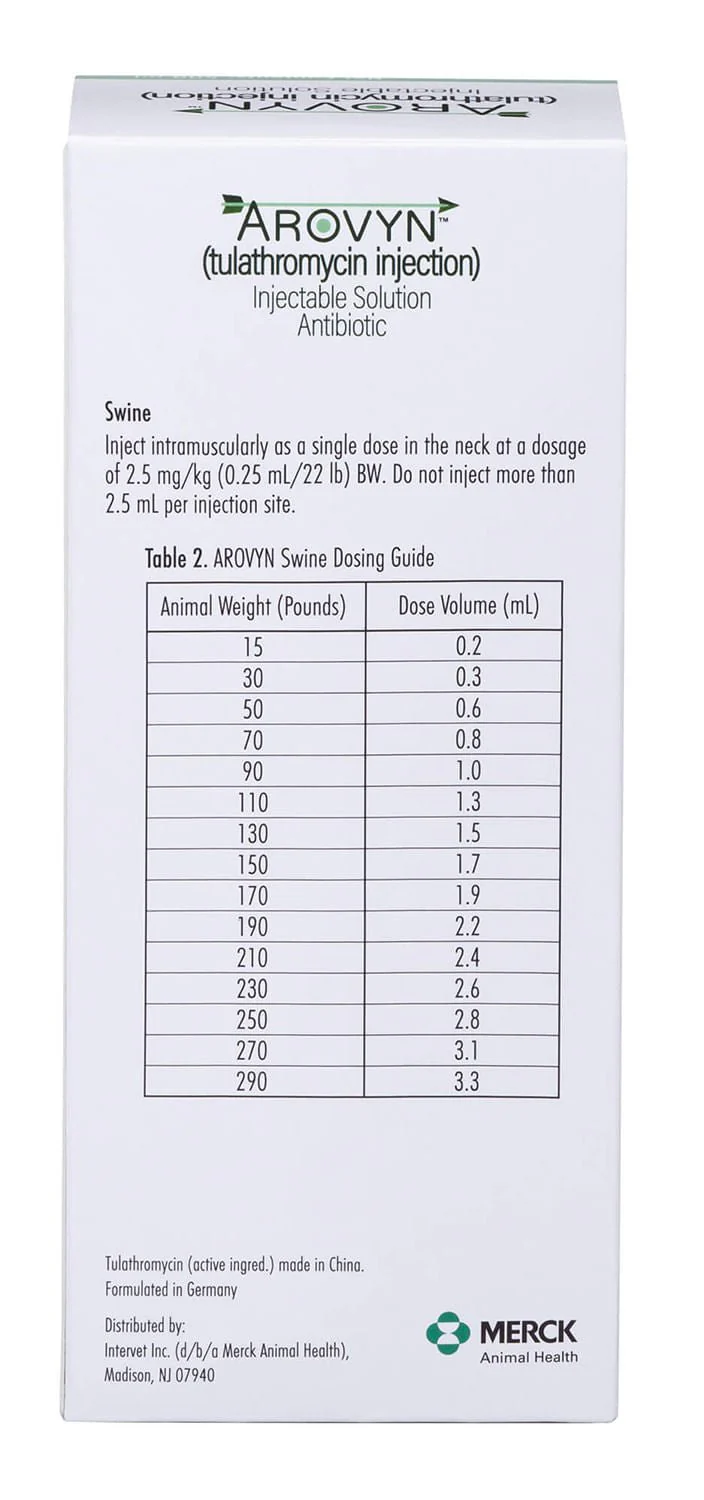 Rx Arovyn (tulathromycin) Injectable Solution for Swine & Cattle - Image 6