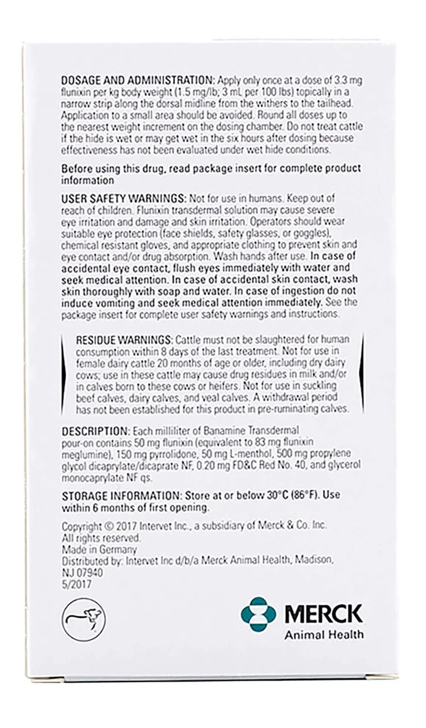 Rx Banamine Transdermal (flunixin transdermal solution) Pour-on for Cattle - Image 4
