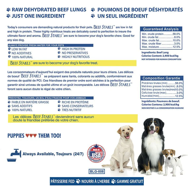 Beef Stakes for Dogs – Single Ingredient Air-Dried Beef Lung Treats - Image 4