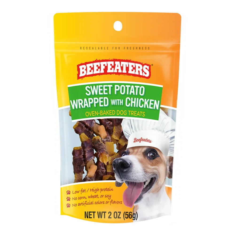 Beefeaters Sweet Potato Wrapped with Chicken | No Corn, Wheat, Soy, Gluten, Low Fat | Chewy Whole Muscle Jerky | Dog Training Treats Reward or Snack - Image 3