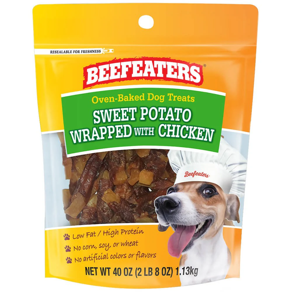 Beefeaters Sweet Potato Wrapped with Chicken | No Corn, Wheat, Soy, Gluten, Low Fat | Chewy Whole Muscle Jerky | Dog Training Treats Reward or Snack - Image 5