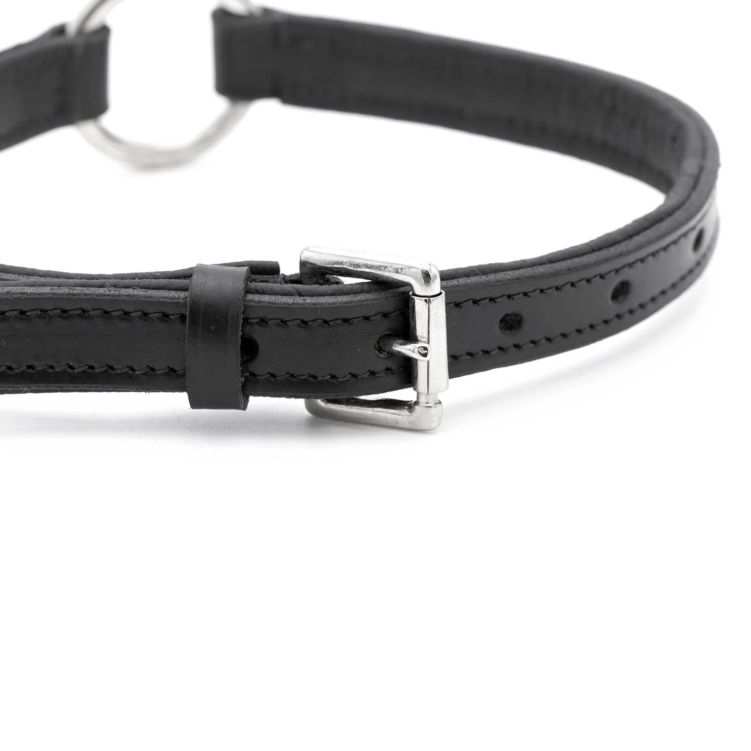 Jeffers Padded Black Leather Dog Collars with O-Ring and Nickel Hardware - Image 4