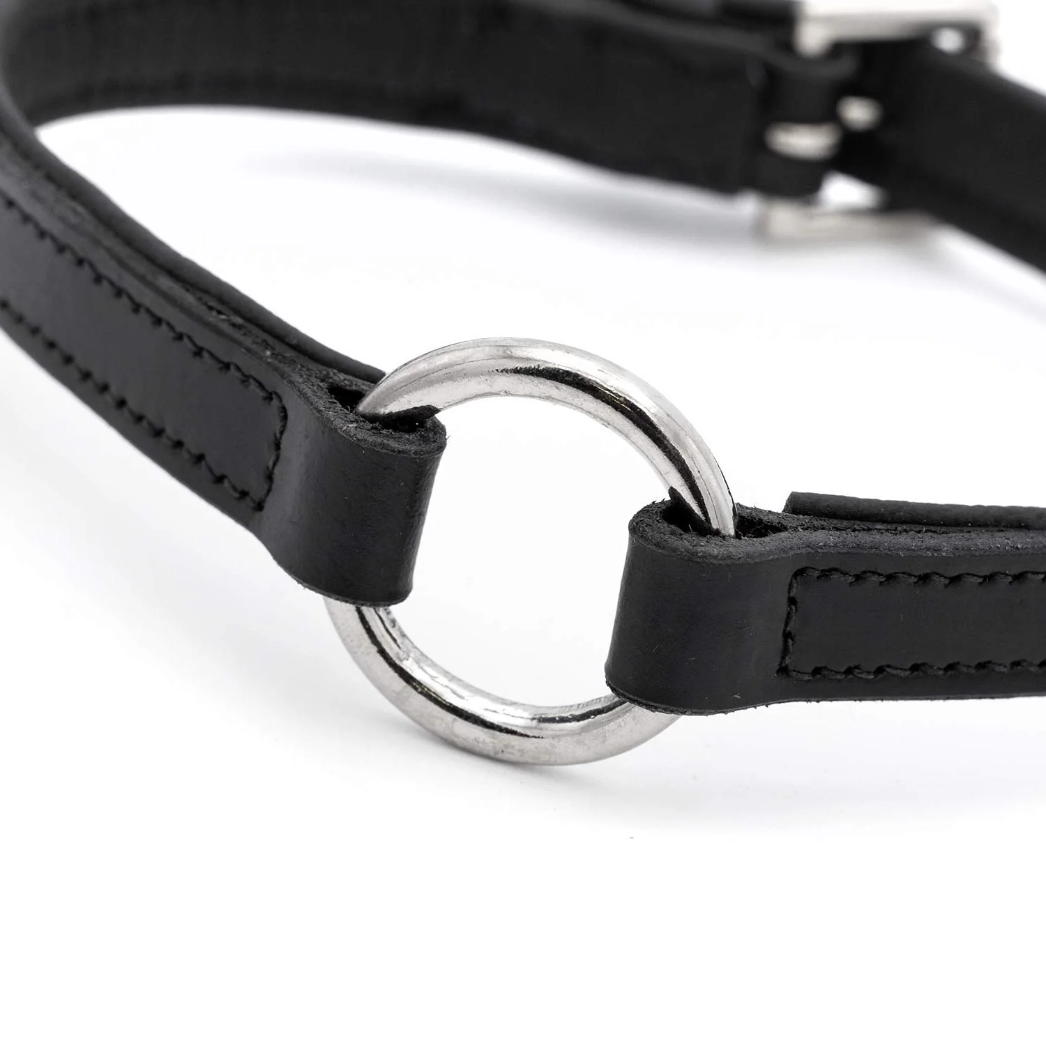Jeffers Padded Black Leather Dog Collars with O-Ring and Nickel Hardware - Image 5