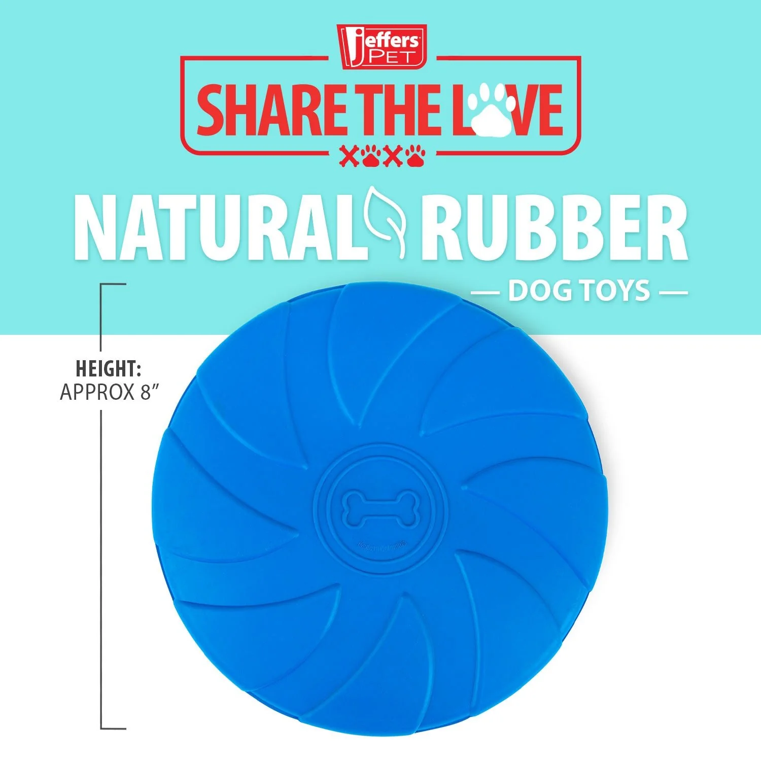 Jeffers Blue Bone Stamped Frisbee Natural Rubber 8 Inch Dog Toy for Fetching & Chewing - Image 3