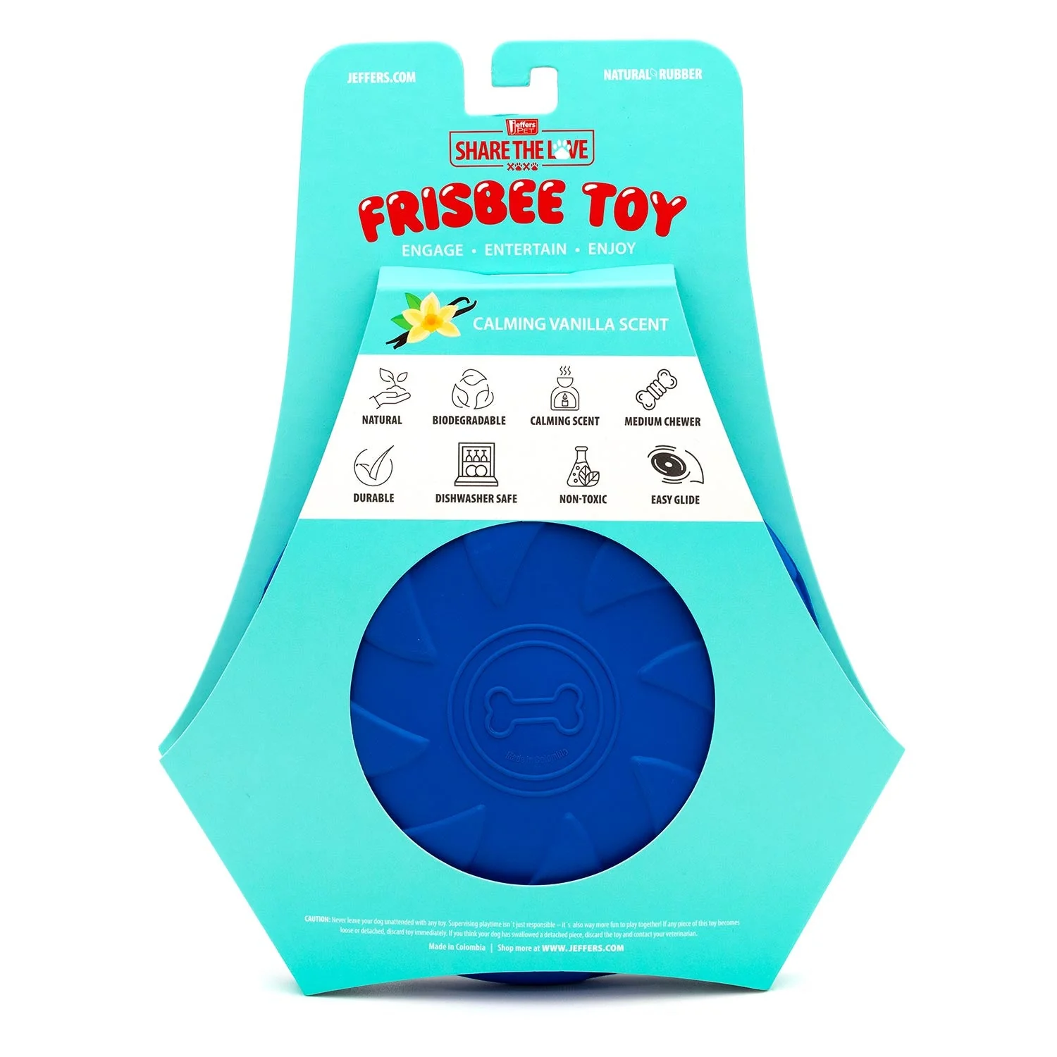 Jeffers Blue Bone Stamped Frisbee Natural Rubber 8 Inch Dog Toy for Fetching & Chewing - Image 7