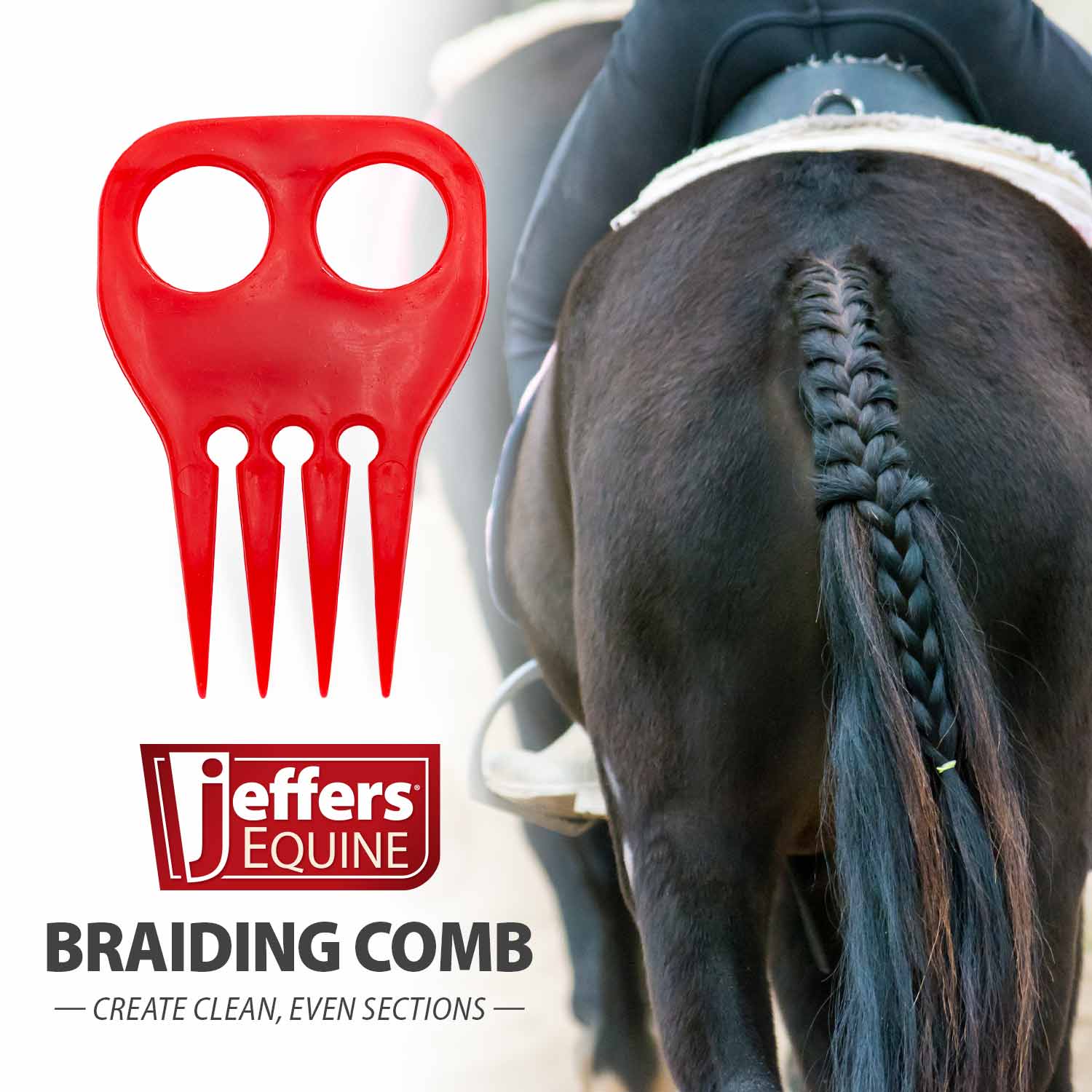 Jeffers Horse Braiding Comb – Durable Plastic Mane Braiding and Banding Tool - Image 4