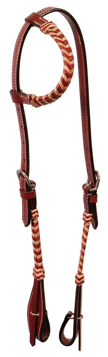 Buffalo Leather Brown Rawhide Laced One Ear Headstall