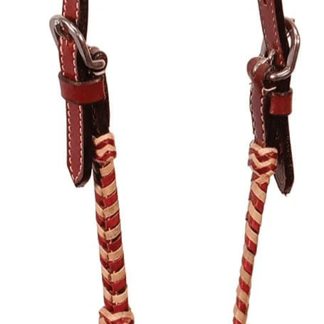 Buffalo Leather Brown Rawhide Laced One Ear Headstall - Image 3