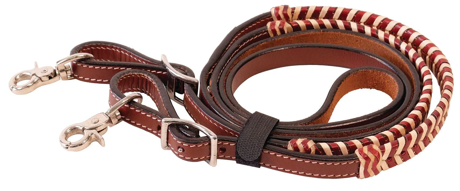 Brown Rawhide Laced Roping Rein, 7'