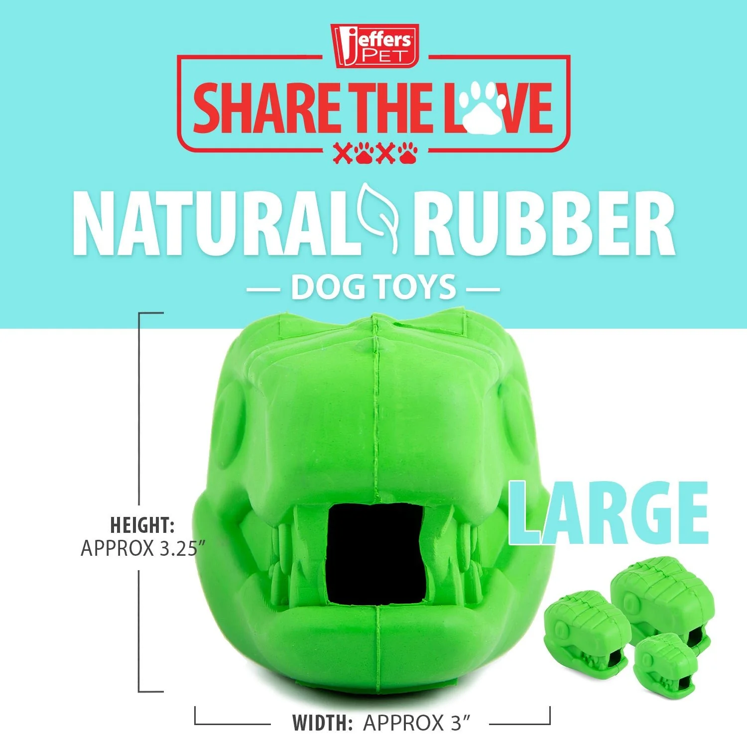 Jeffers T-Rex Natural Rubber Treat Dispensing Dental Dog Chew Toy for Medium Chewers with Vanilla Scent - Image 12