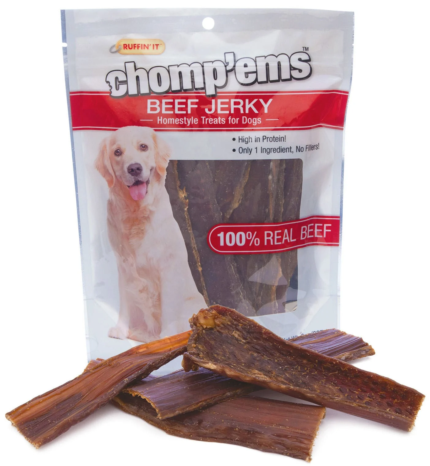 Chomp'ems Beef Jerky Dog Treats, 8 oz