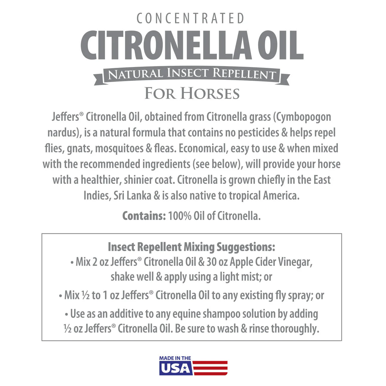 Jeffers Concentrated Citronella Oil Natural Insect Repellent for Horses - Image 3