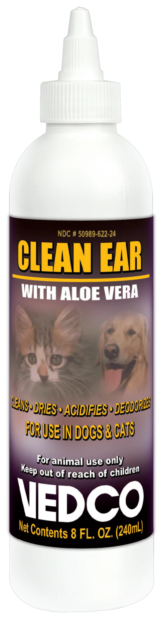 Clean Ear with Aloe Vera, 8 oz – Cleans, Deodorizes & Supports Healthy Ears in Dogs & Cats