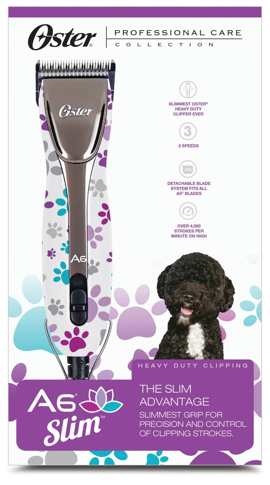 Oster Clipper Pro A6 3-Speed Slim, Paw Prints - Image 2