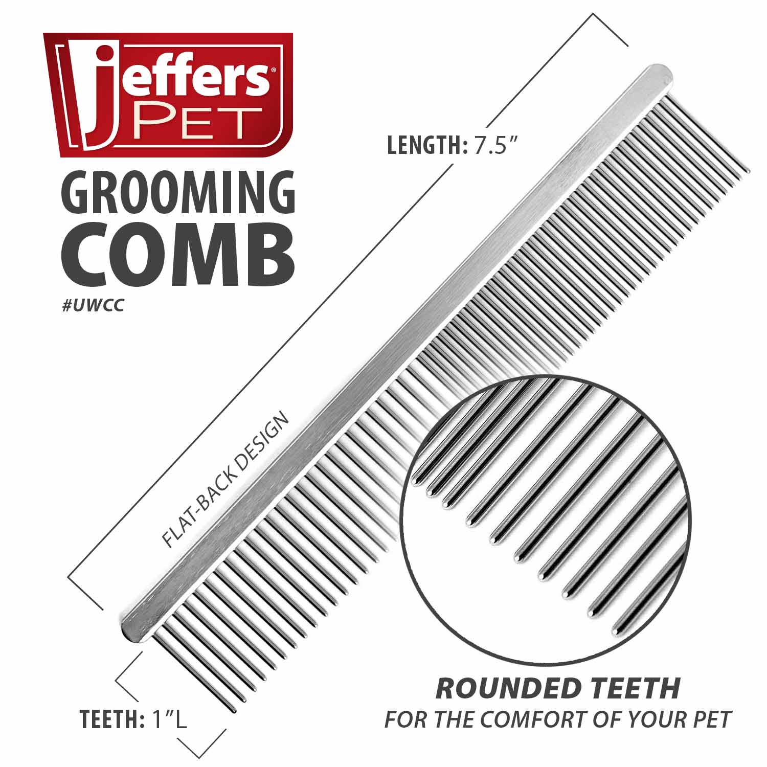 Jeffers Flat Back Pet Grooming Combs - Image 10