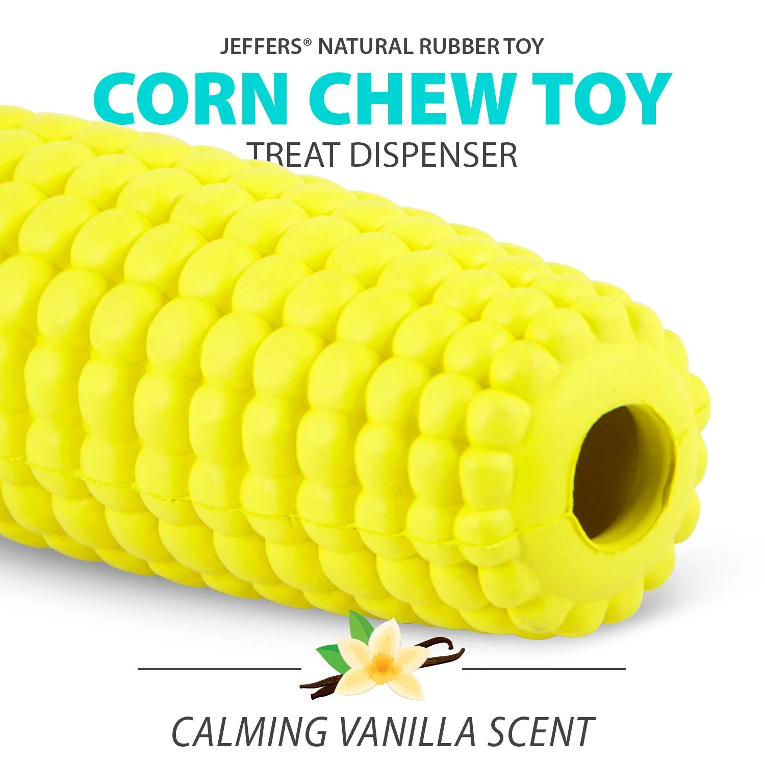 Jeffers Corn Cob Natural Rubber Stuffable Treat Dispenser Dog Dental Chew Toy - Image 3
