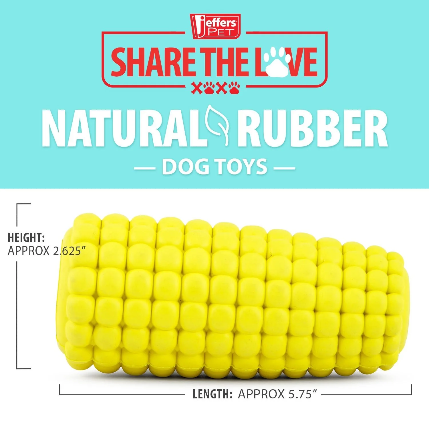 Jeffers Corn Cob Natural Rubber Stuffable Treat Dispenser Dog Dental Chew Toy - Image 4