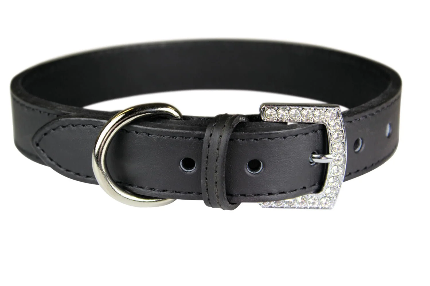 Crystal Buckle Made in USA Leather Dog Collar - Image 2