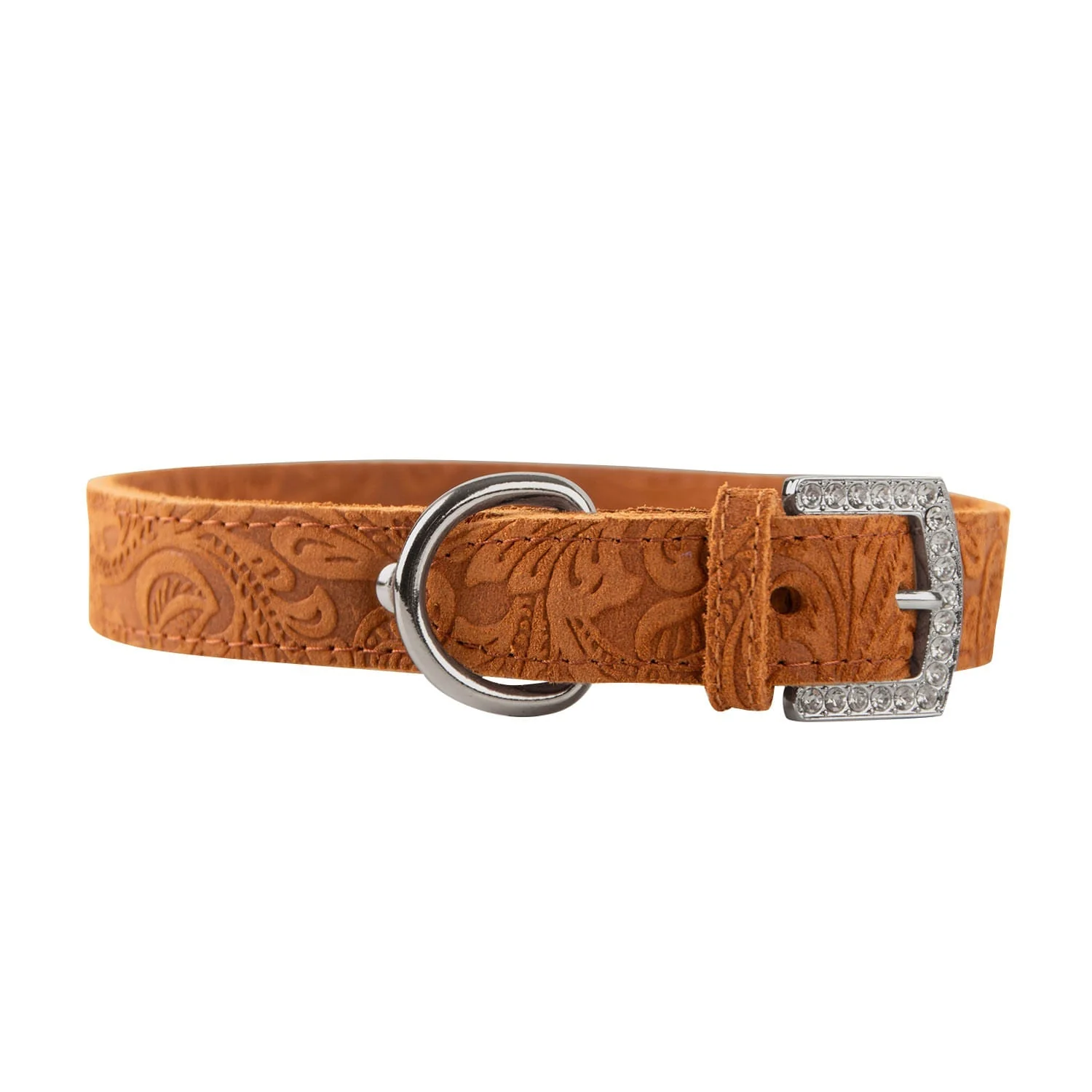 Crystal Buckle Made in USA Leather Dog Collar - Image 3