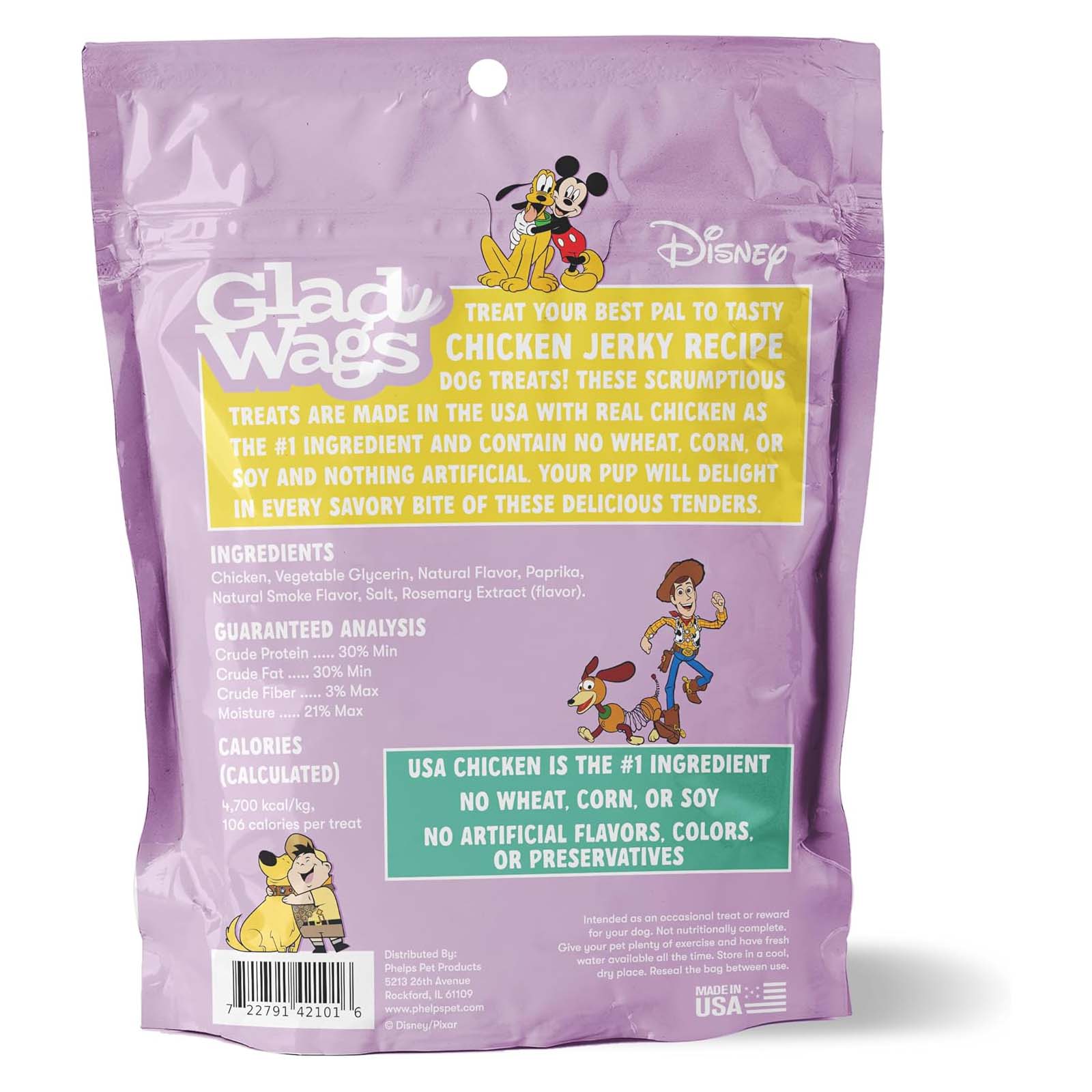 Disney Glad Wags Chicken Jerky Dog Treats – Real Chicken, Grain-Free, Healthy Soft Jerky Snacks, Made in USA - Image 4