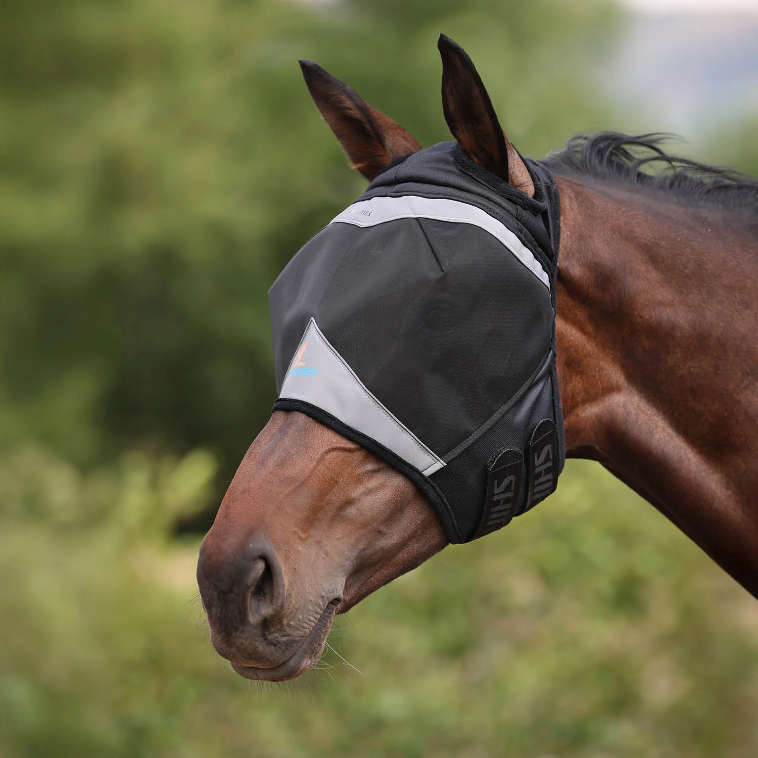 Flyguard Pro Fine Mesh Fly Mask with Ear Holes for Horses, Black