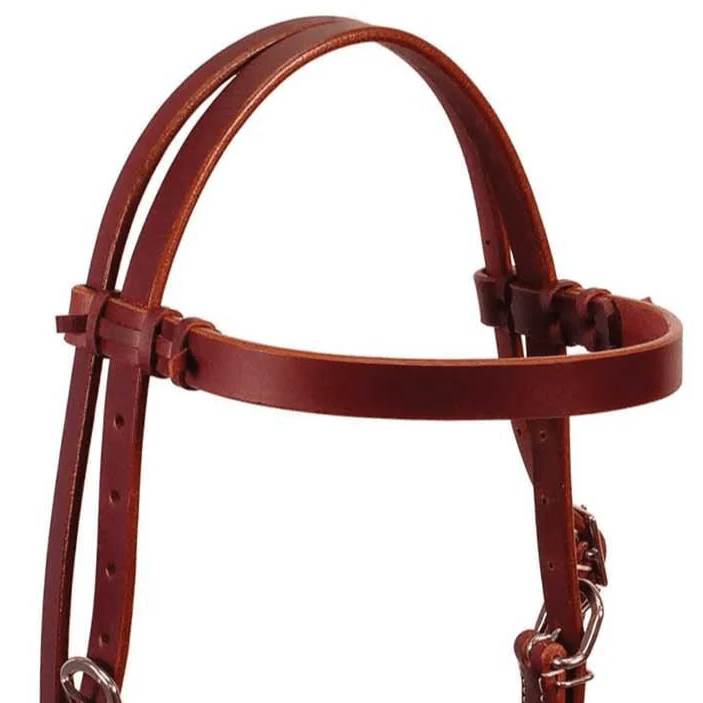 Buffalo Leather Fully Adjustable Rawhide Side Pull Headstall - Image 2