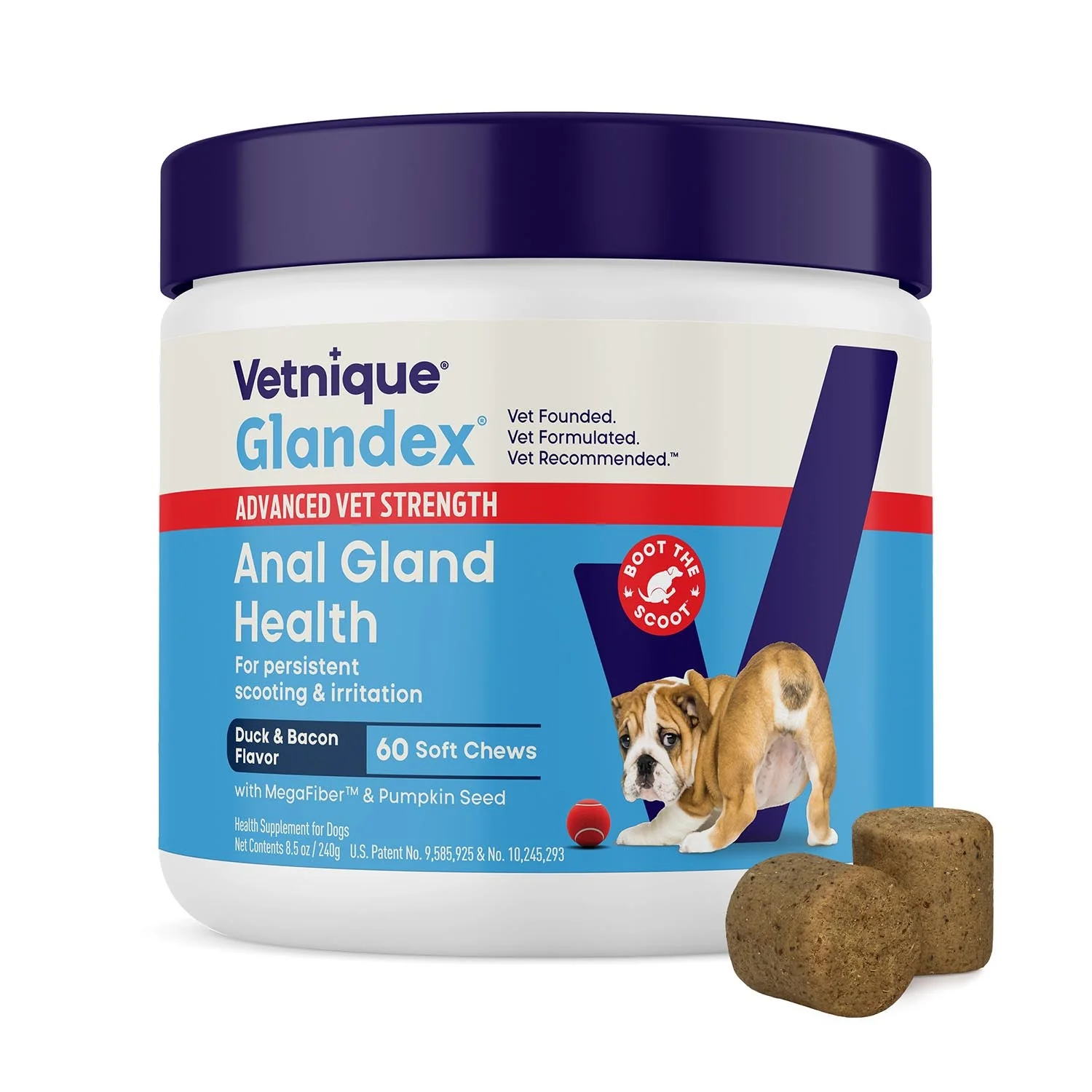 Glandex Advanced Vet Strength Anal Gland Health Soft Chews for Dogs, Duck & Bacon Flavor - Image 3