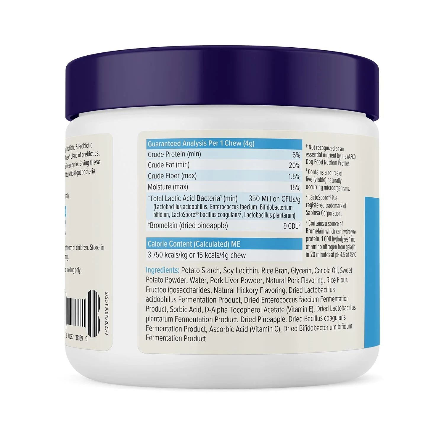 Glandex Daily Prebiotic & Probiotic Soft Chews for Dogs, Bacon Flavor - Image 4