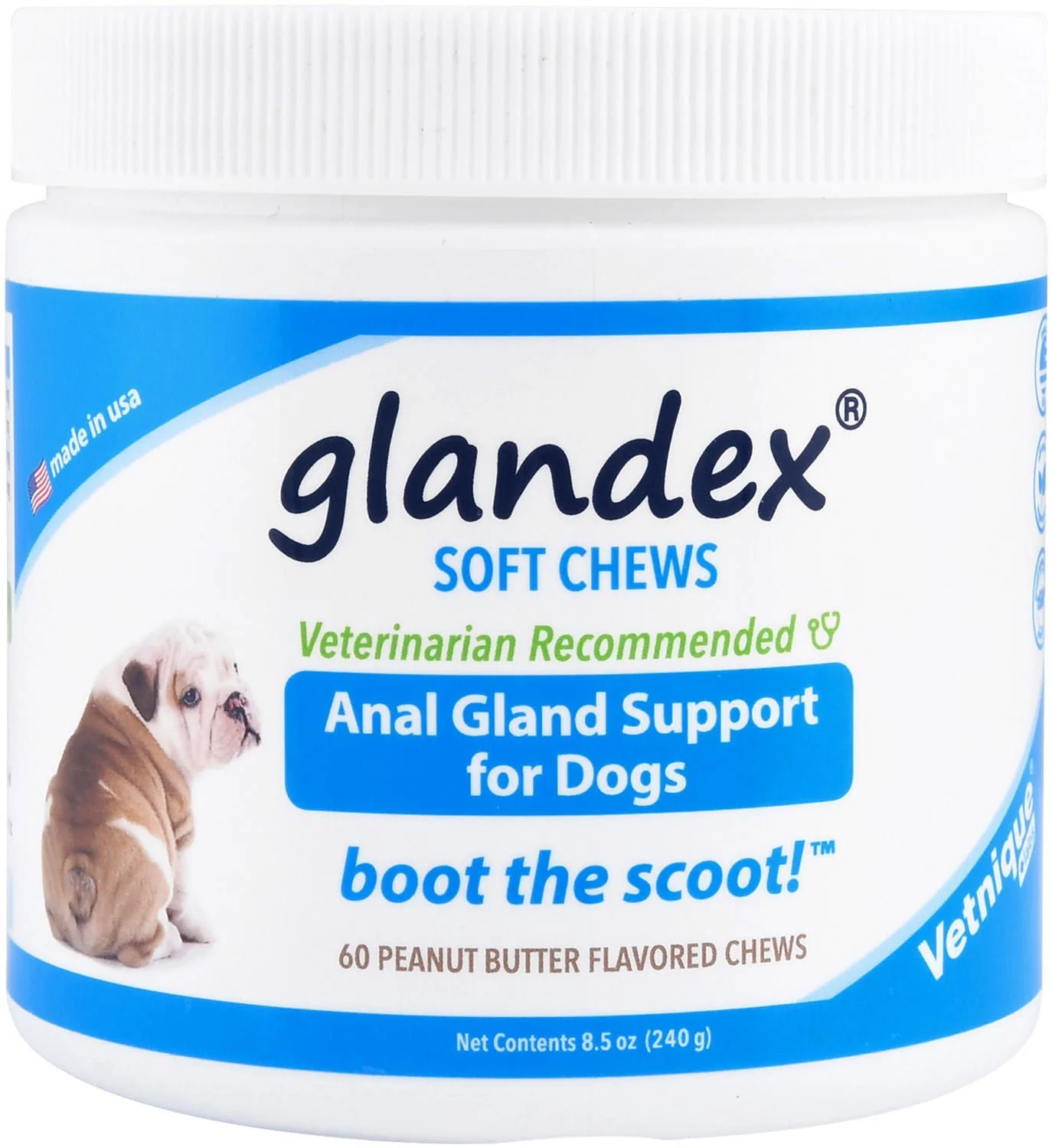 Glandex Soft Chews Anal Gland Support for Dogs, Peanut Butter - Image 3