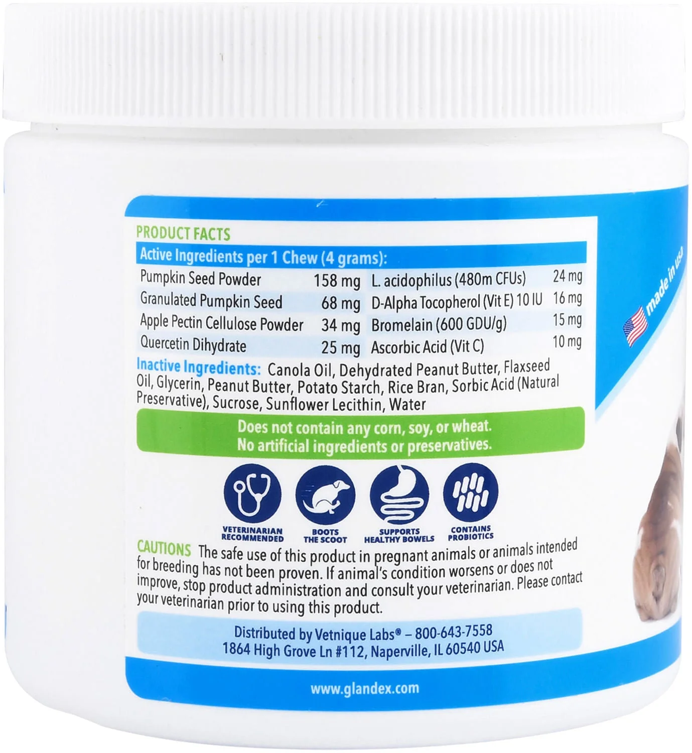 Glandex Soft Chews Anal Gland Support for Dogs, Peanut Butter - Image 5