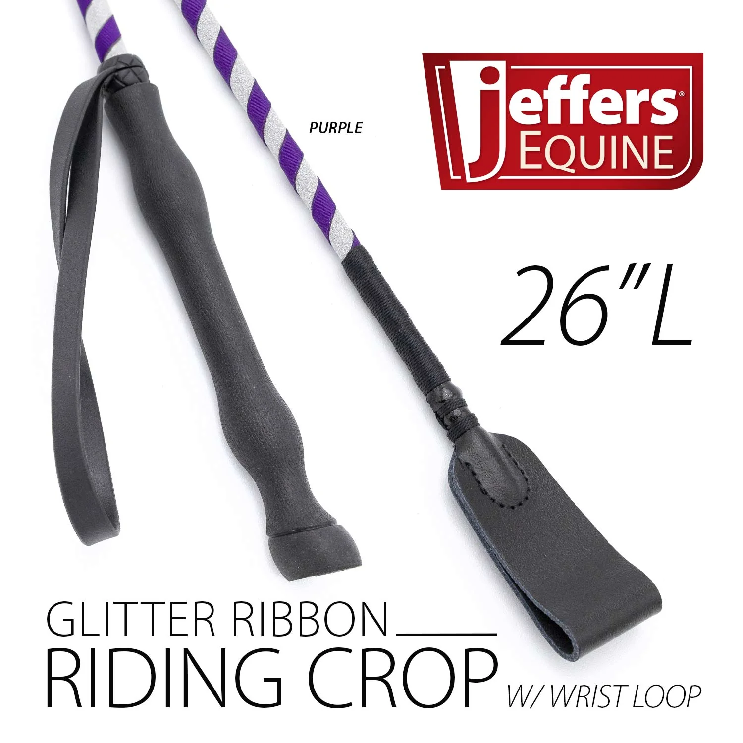 Jeffers Glitter Ribbon 26 Inch Riding Crop - Image 3