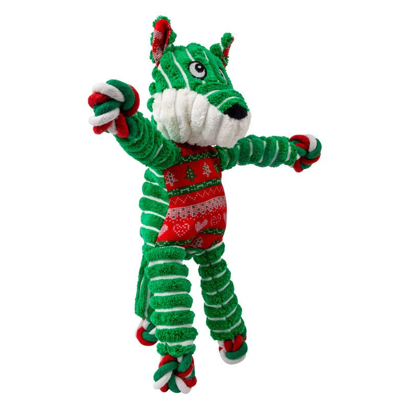 KONG Holiday Floppy Knots Fox Interactive Plush Dog Toy, Sm/Md - Image 5
